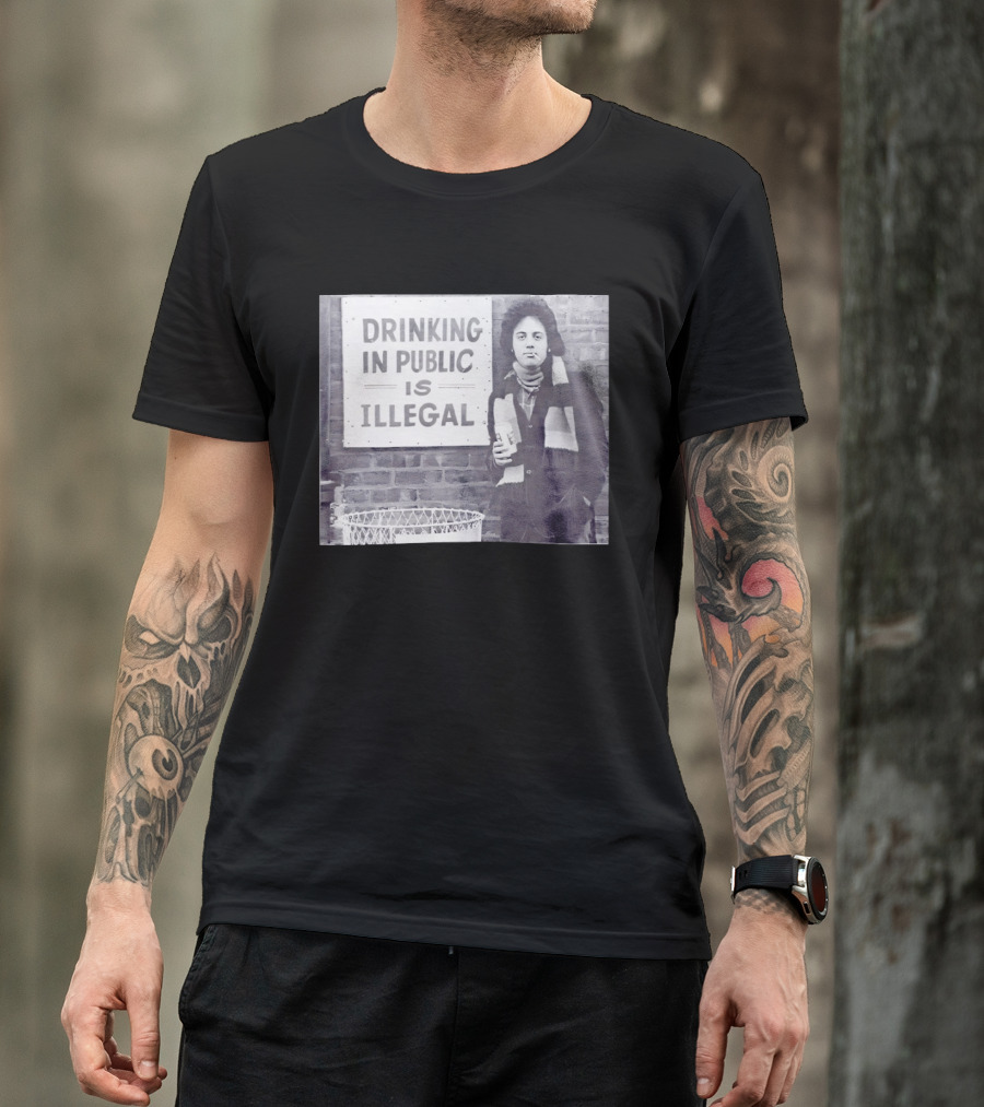 Rare Billy Joel Drinking In Public Is Illegal Vintage Photo T-Shirt