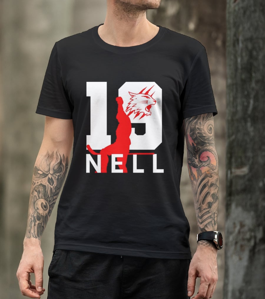 NELL 19 Wildcat Silhouette With Red Figure T-Shirt