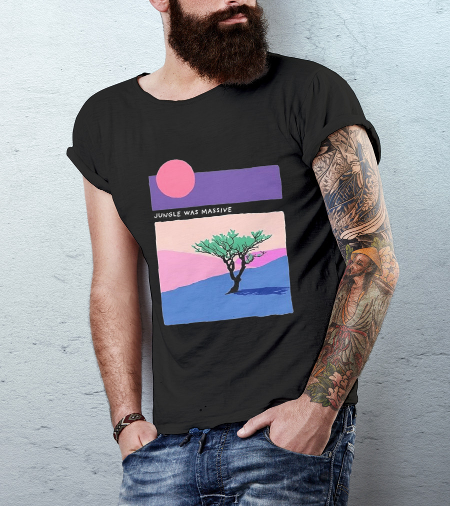 Jungle Was Massive Tree Vintage Sunset Aesthetic Nature Scene T-Shirt