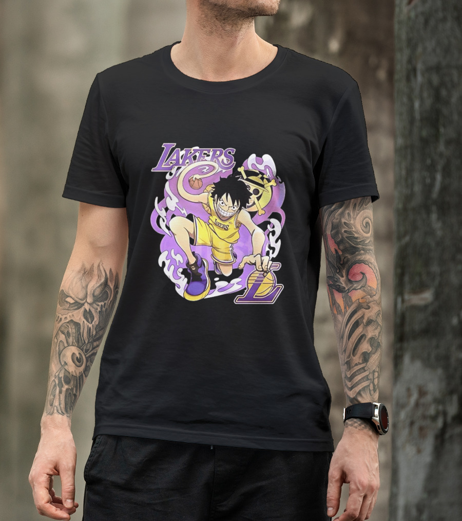 Luffy Lakers One Piece Basketball Anime T-Shirt