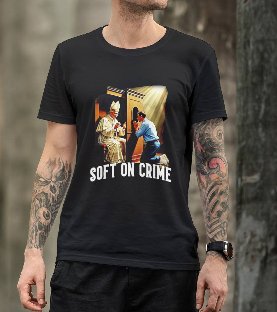 Soft On Crime Confessional Reflection With Penitent And Clergyman T-Shirt