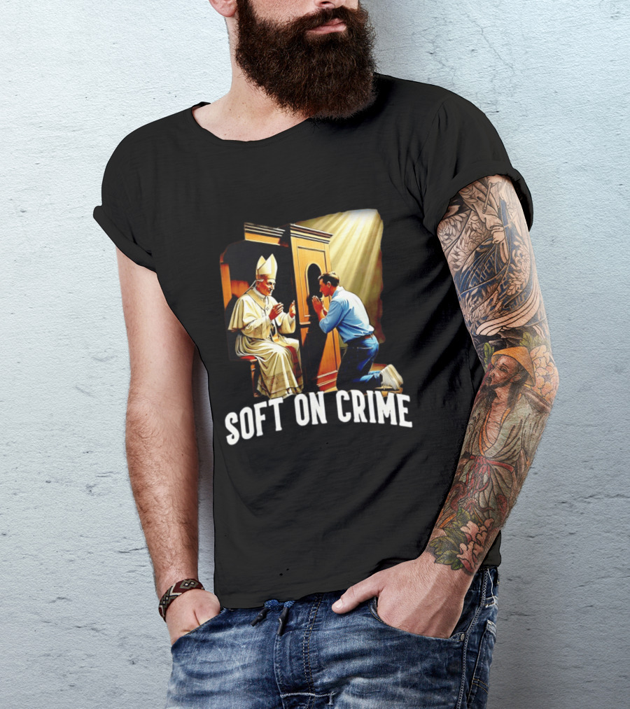 Soft On Crime Confessional Reflection With Penitent And Clergyman T-Shirt