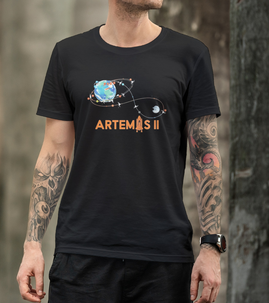 Artemis II Mission Schedule Earth To Moon Trajectory T-Shirt