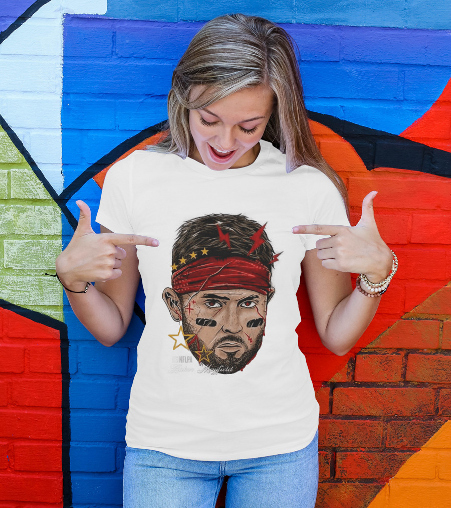 Baker Mayfield Red Bandana Star Lightning Face Paint T-Shirt
