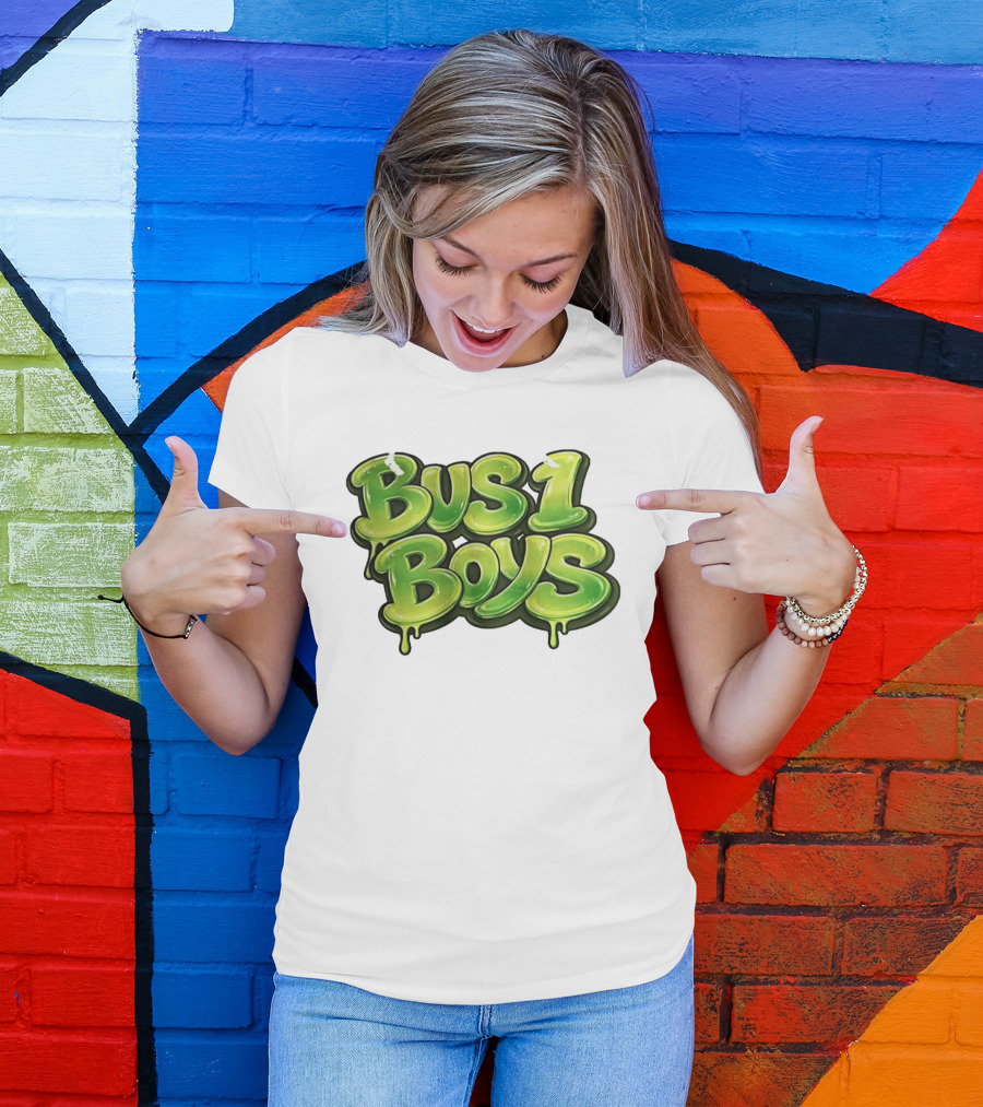 Bus 1 Boys Dripping Green Graffiti T-Shirt