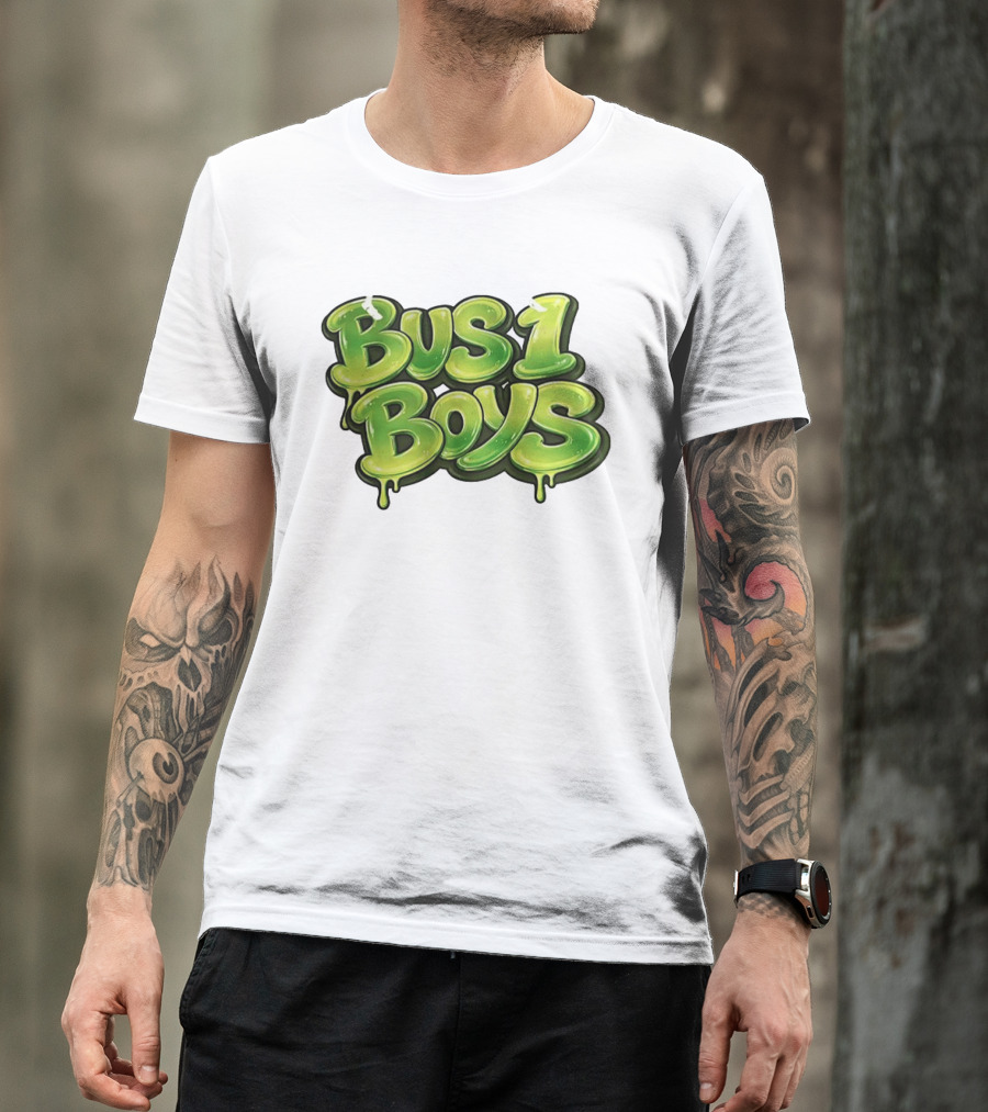 Bus 1 Boys Dripping Green Graffiti T-Shirt