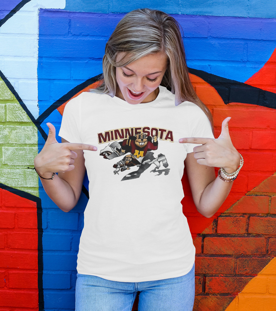 Minnesota Golden Gophers Mascot Bursting Through T-Shirt