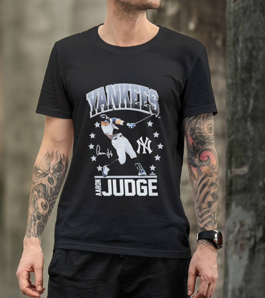 New York Yankees Aaron Judge Autograph Stars Yankee T-Shirt