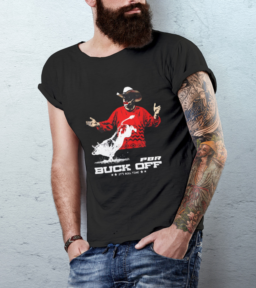 PBR Flint Buck Off It's Bull Time Cowboy Hat Bull Rider Red Sweater T-Shirt