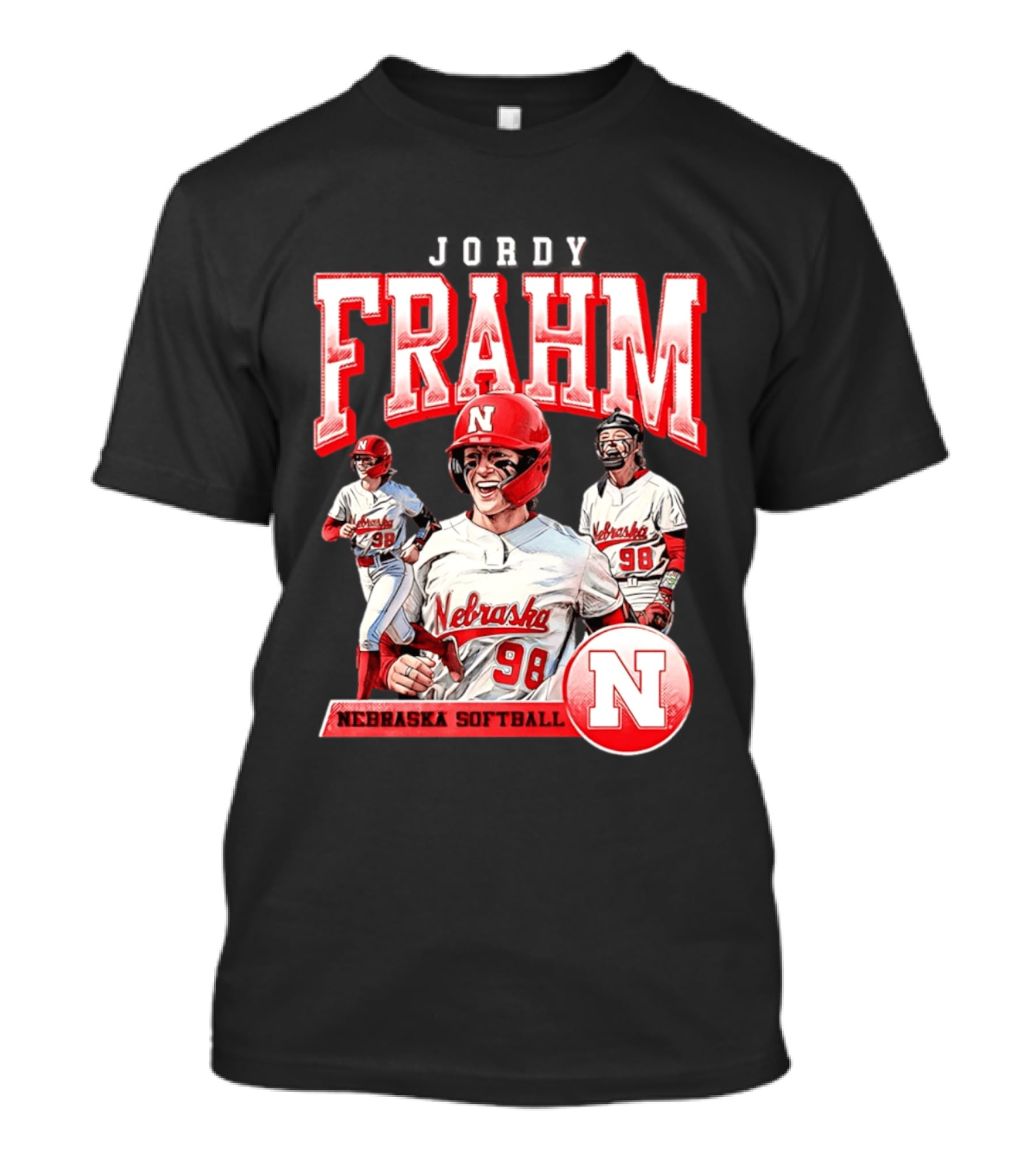 Jordy Frahm Nebraska Softball 98 Player Vintage 90s T-Shirt
