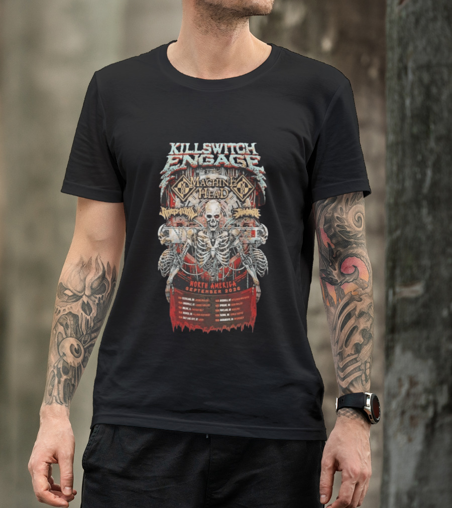 KILLSWITCH ENGAGE Machine Head North America Tour September 2026 Skeleton T-Shirt