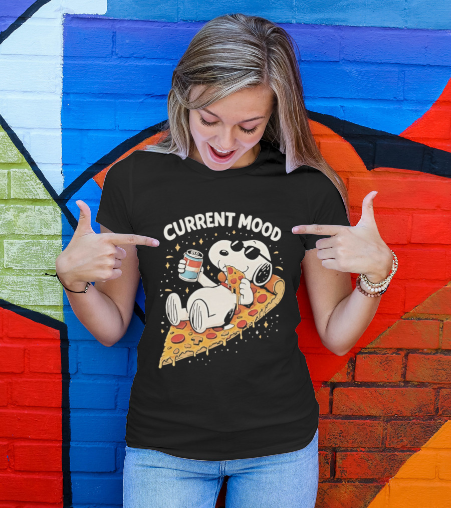 Current Mood Snoopy Relaxing Eating Pizza On A Slice T-Shirt