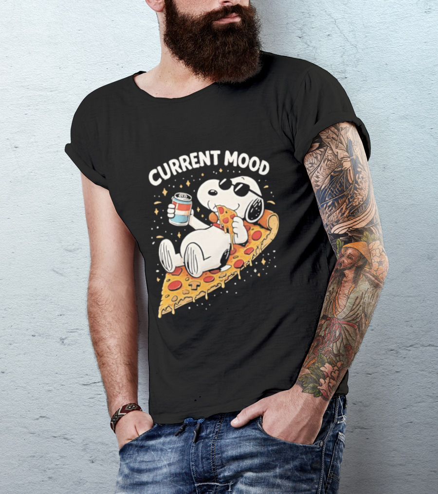 Current Mood Snoopy Relaxing Eating Pizza On A Slice T-Shirt