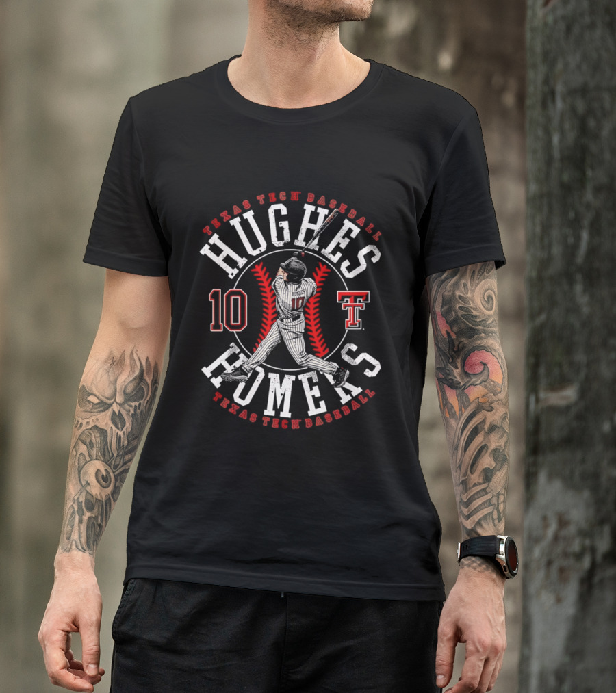 Texas Tech Baseball Hughes Homers Number 10 T-Shirt