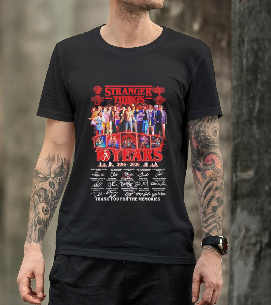 Stranger Things Seasons 2 3 4 5 2016 2026 Anniversary Thank You For The Memories T-Shirt