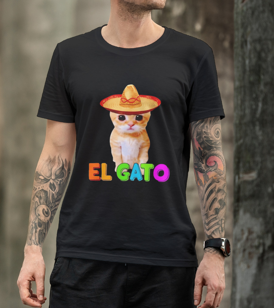 El Gato Cat Sombrero Hat Mexican Fiesta Fun Pet T-Shirt