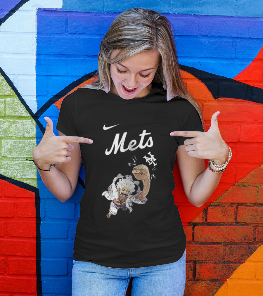 New York Mets X One Piece Luffy Nike Collaboration T-Shirt