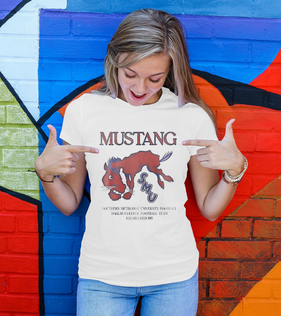 SMU Mustangs Southern Methodist University Red Blue Mustang T-Shirt