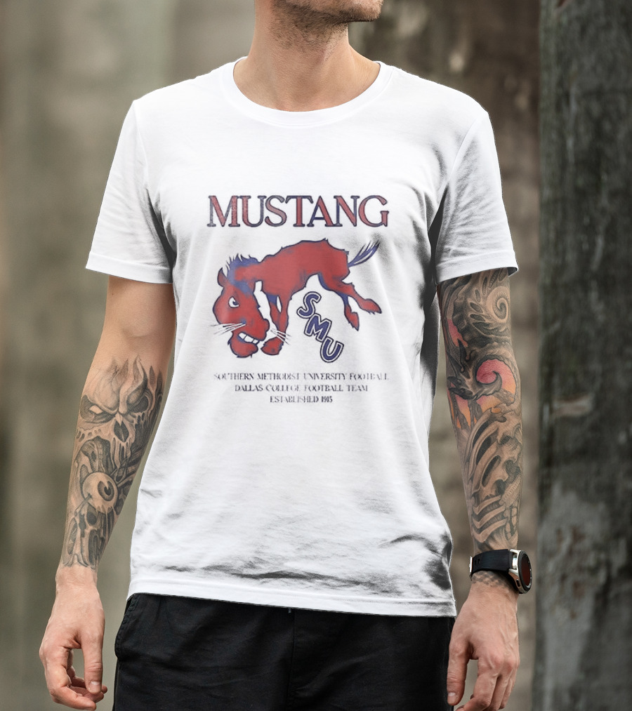 SMU Mustangs Southern Methodist University Red Blue Mustang T-Shirt