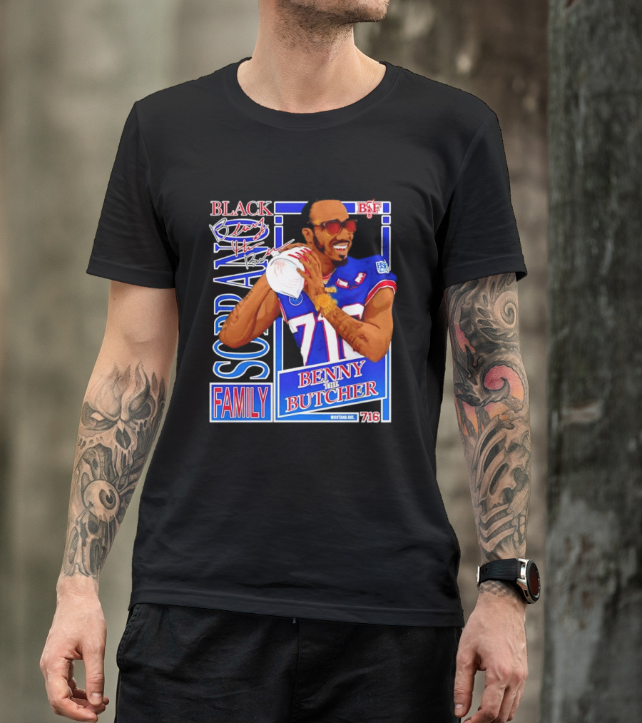 Benny The Butcher Black Soprano Family Buffalo Bills 716 Montana Ave T-Shirt