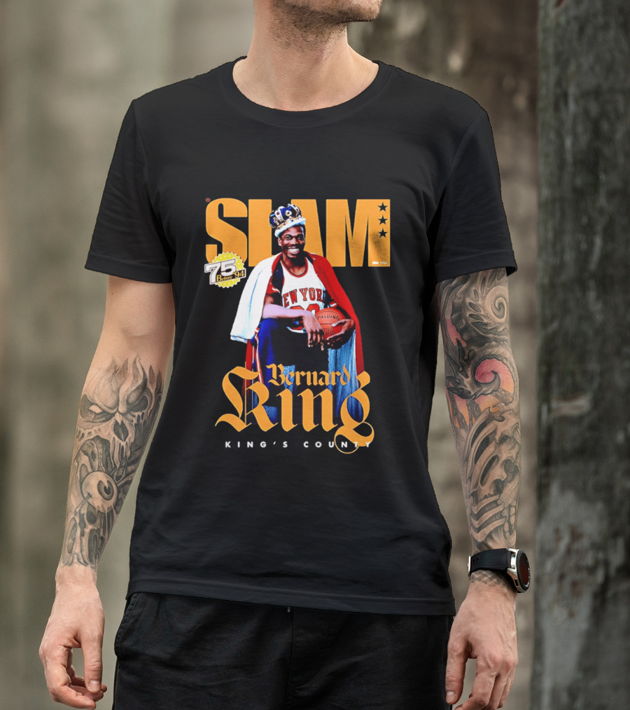 Bernard King New York Knicks Slam June 1995 King's County 75 Before 94 T-Shirt