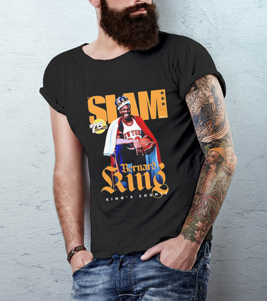 Bernard King New York Knicks Slam June 1995 King's County 75 Before 94 T-Shirt