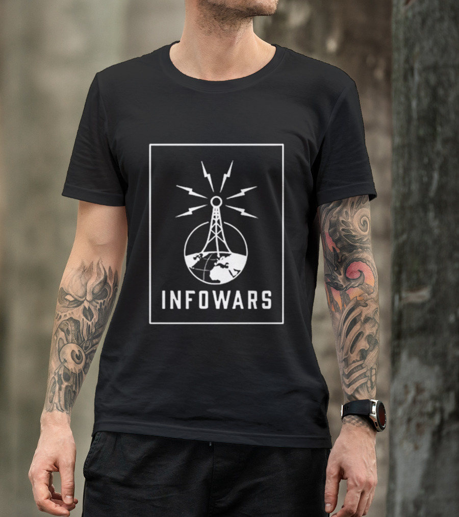 Infowars Global Broadcast Tower With Lightning T-Shirt