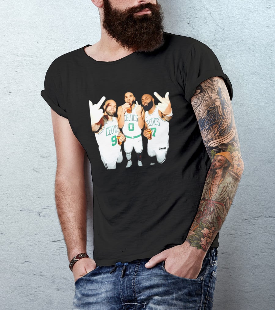 Boston Celtics Players Trinity Middle Finger Beers Humor T-Shirt