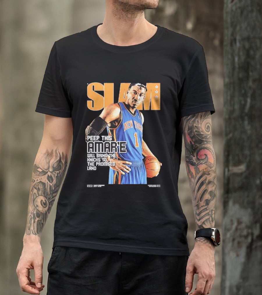 Slam Hardwood Classics Amare Stoudemire Peep This Amare Will Bring The Knicks To The Promised Land New York Knicks T-Shirt