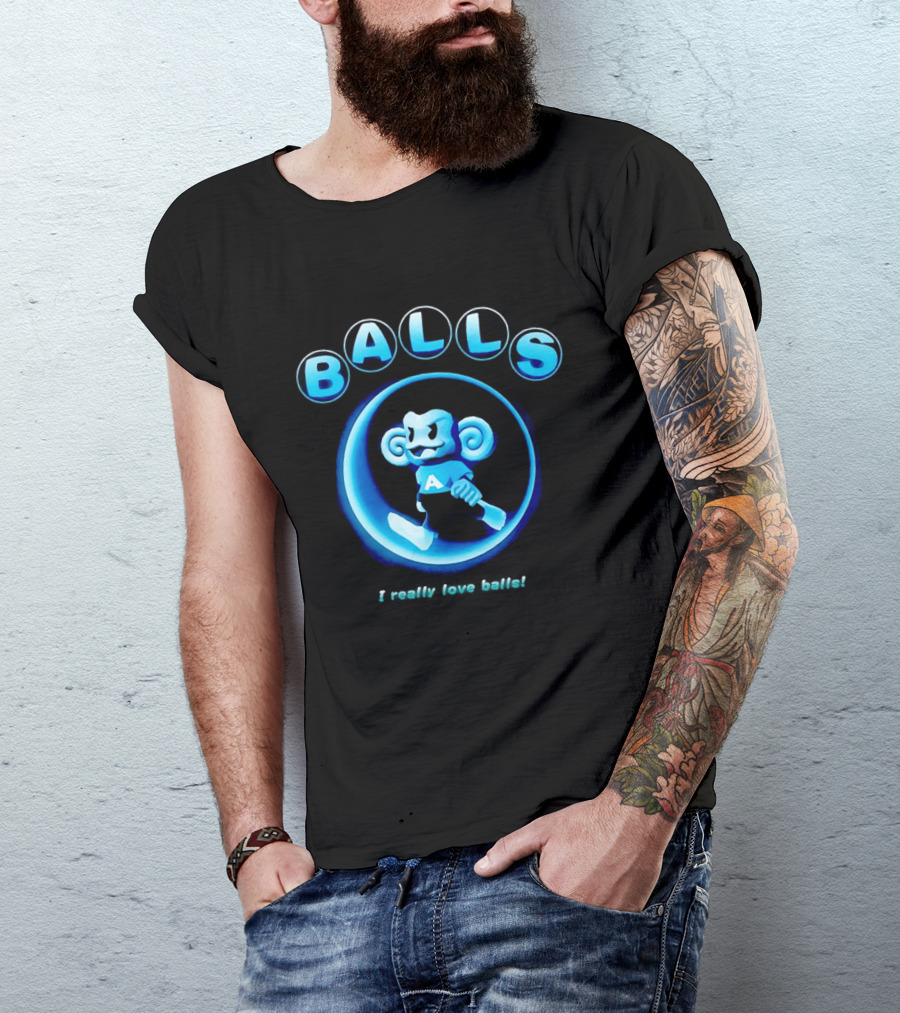 Super Monkey Ball I Really Love Balls A Blue Monkey T-Shirt