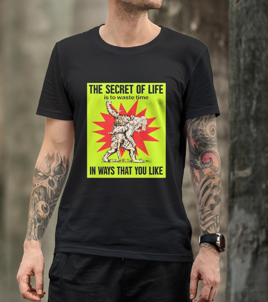 The Secret Of Life Is To Waste Time In Ways That You Like Comic Style Red Burst T-Shirt