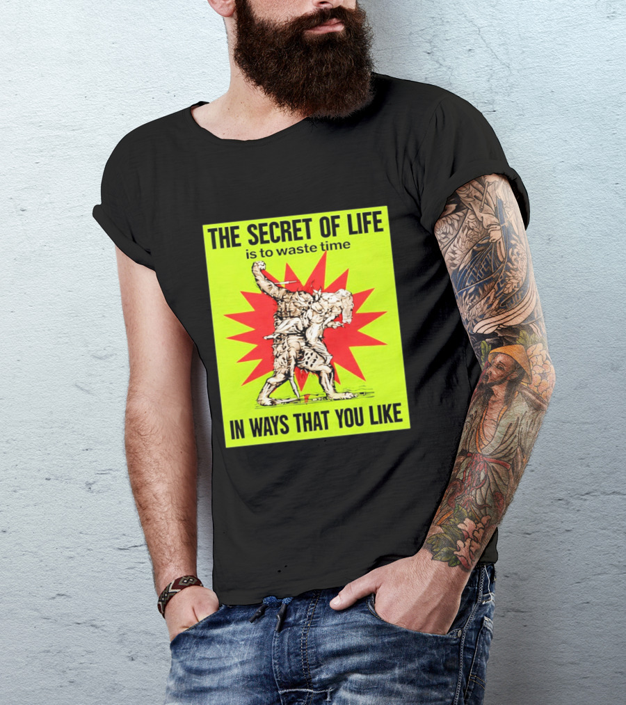 The Secret Of Life Is To Waste Time In Ways That You Like Comic Style Red Burst T-Shirt