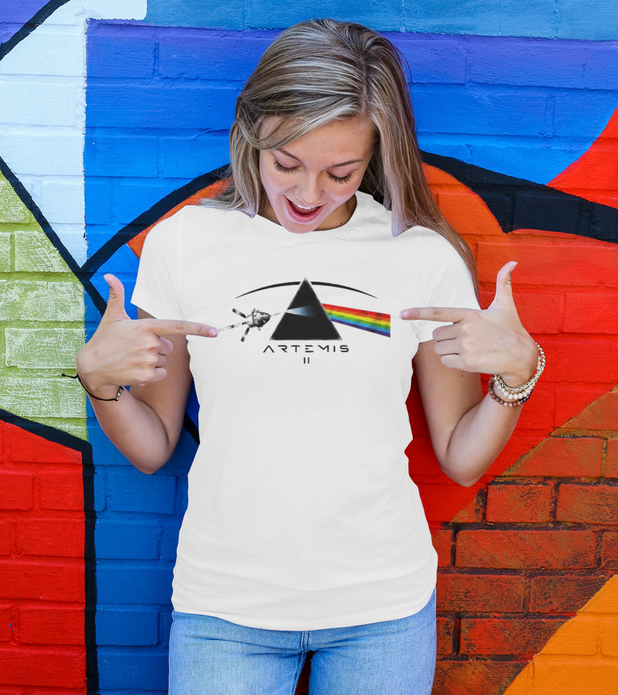 Artemis II Orion Space Program Dark Side Rainbow Triangle T-Shirt