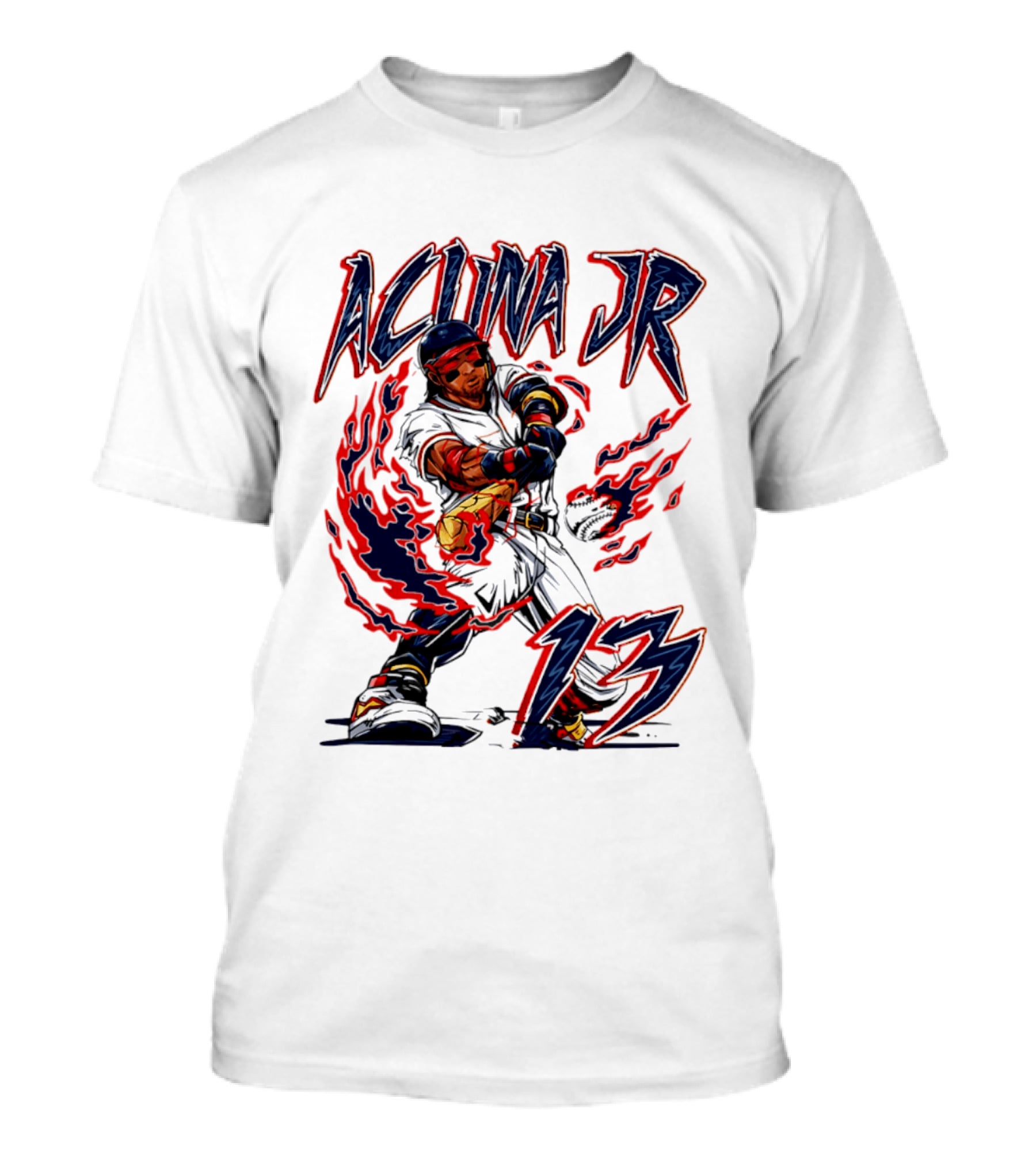 Ronald Acuna Jr Atlanta Braves 13 Hand Drawn Baseball T-Shirt
