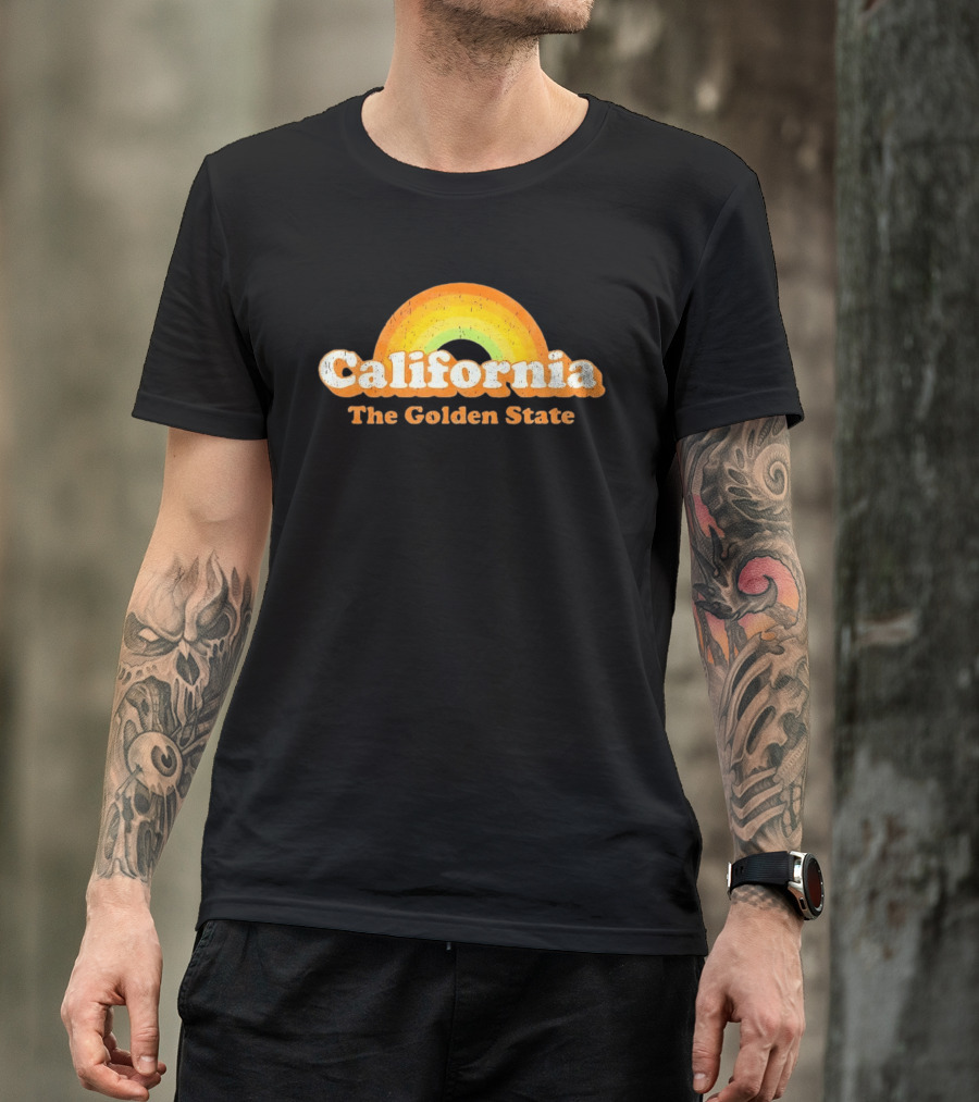 California The Golden State Retro Rainbow T-Shirt