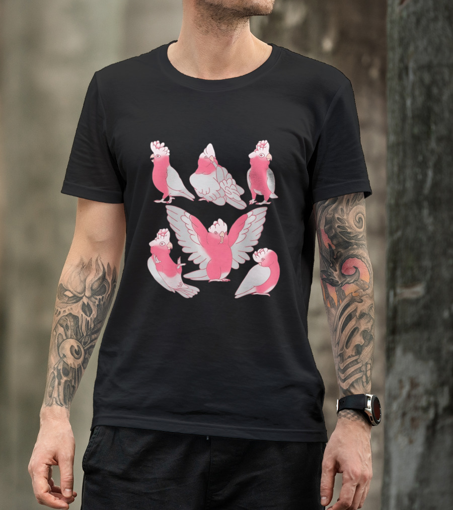 Galah Cockatoo Pink Parrot Birb Cute Cartoon Characters T-Shirt