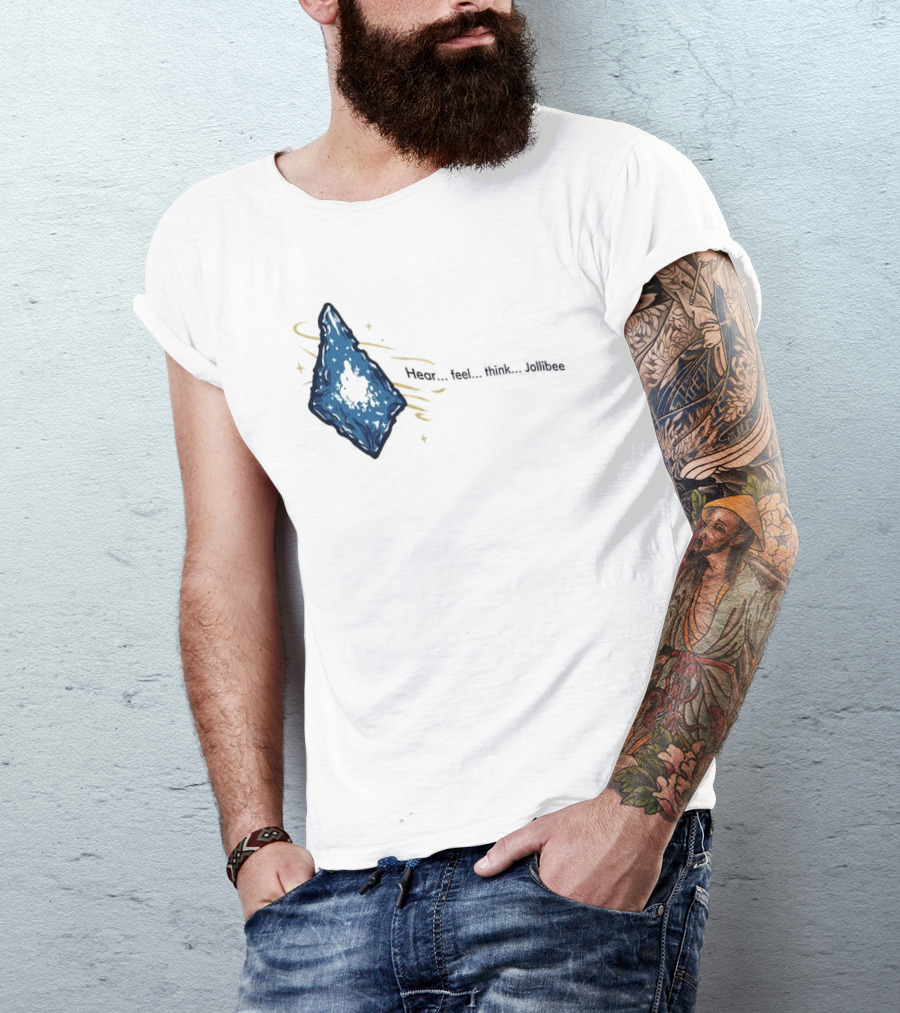 Hear Feel Think Jollibee Blue Crystal Stone T-Shirt