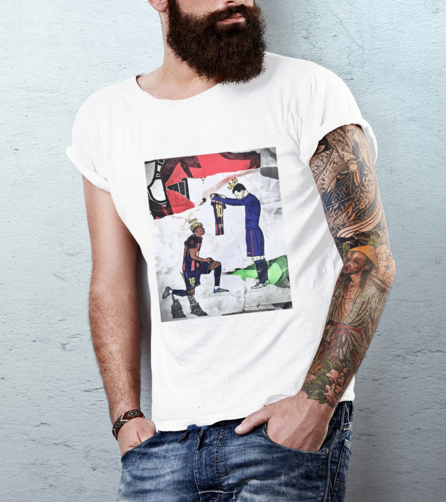 Lionel Messi Lamine Yamal Barcelona FC Art Collaboration T-Shirt