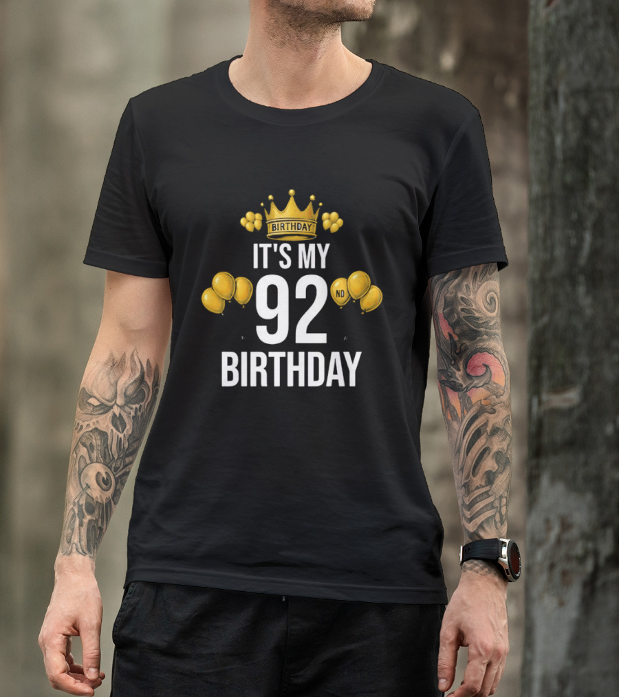 Golden Crown It's My 92nd Birthday Celebration With Paw Prints T-Shirt