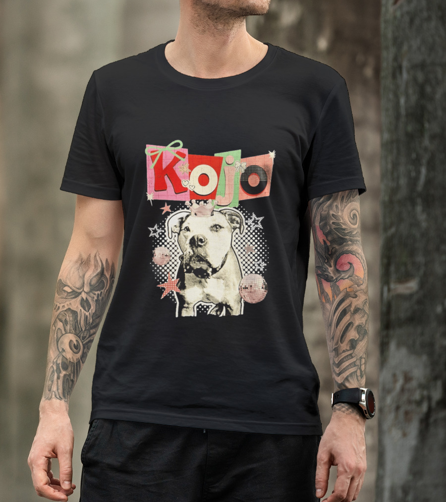 Kojo Dog Crown Retro Style Collage With Hearts And Stars T-Shirt