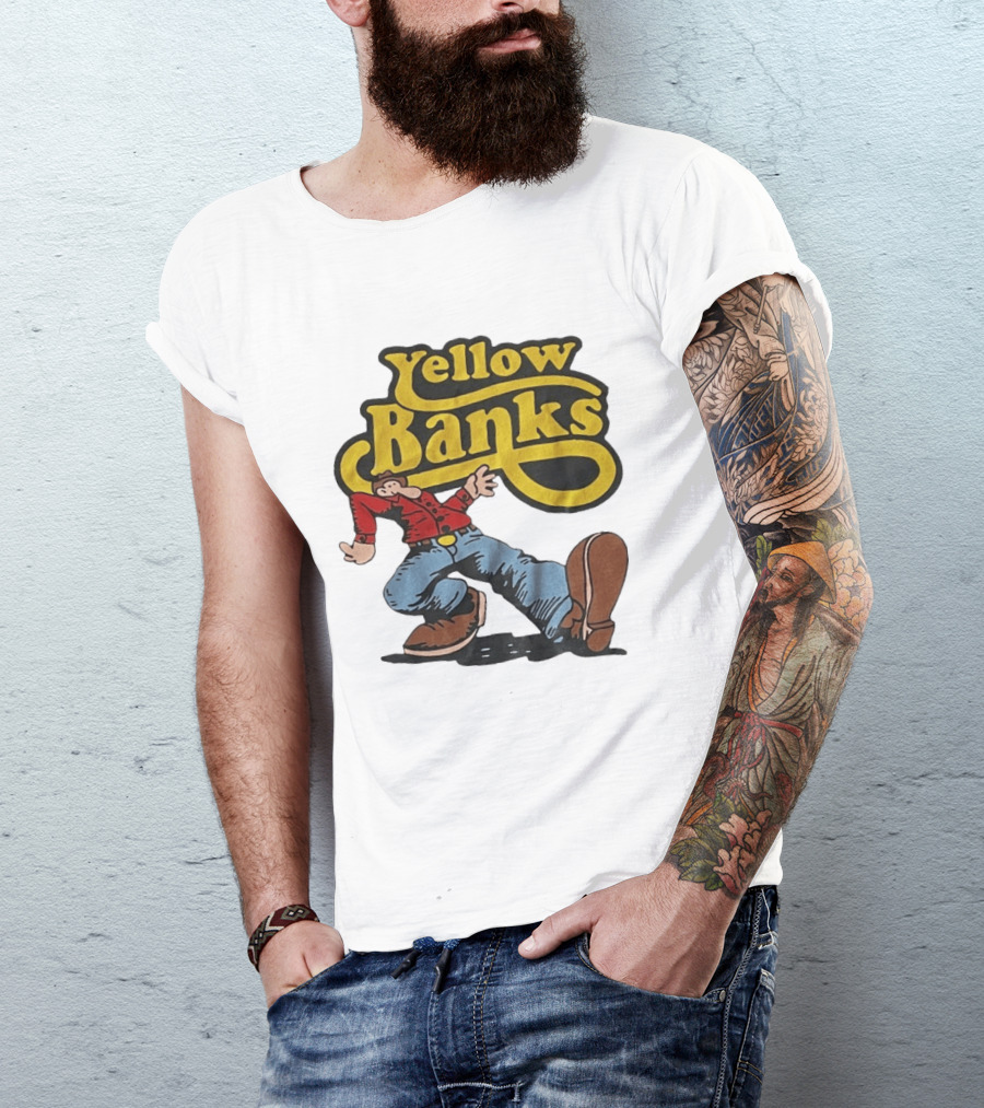 Yellow Banks Retro Cartoon Style Fun T-Shirt
