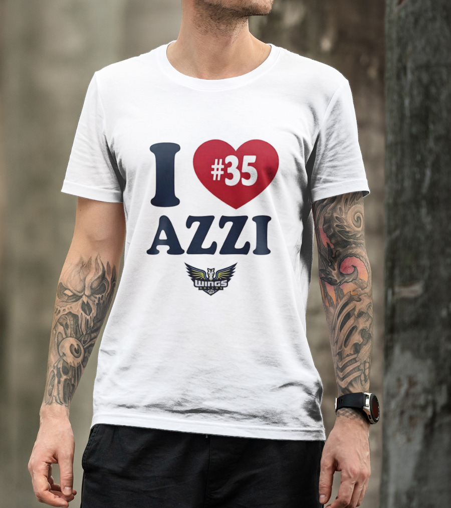 I Love Azzi Fudd Heart 35 Dallas Wings WNBA T-Shirt