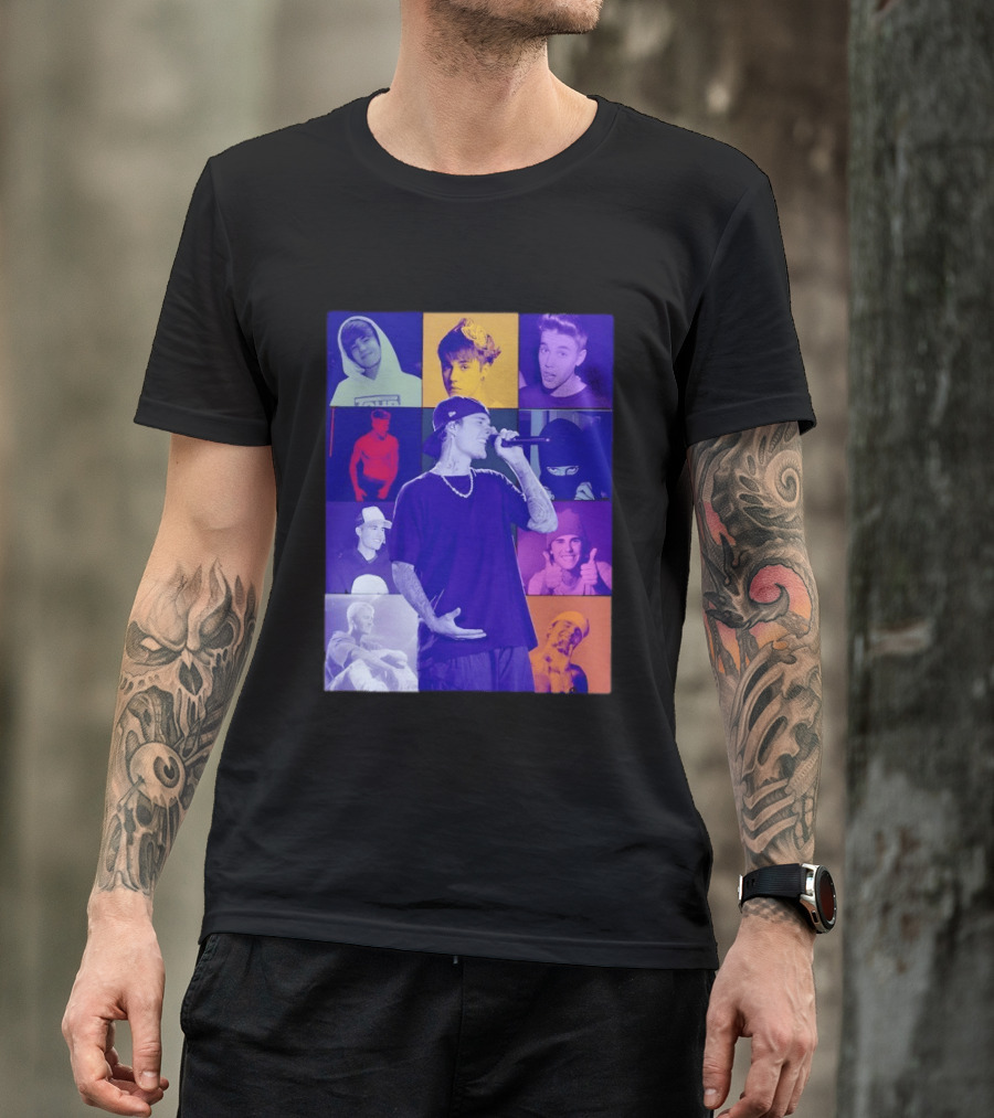 Justin Bieber The Eras Tour Concert Retro Photo Collage T-Shirt