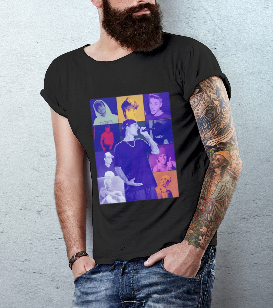 Justin Bieber The Eras Tour Concert Retro Photo Collage T-Shirt
