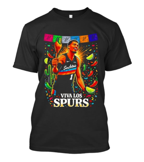 Viva Los Spurs Victor Wembanyama San Antonio Basketball NBA Fiesta Celebration T-Shirt