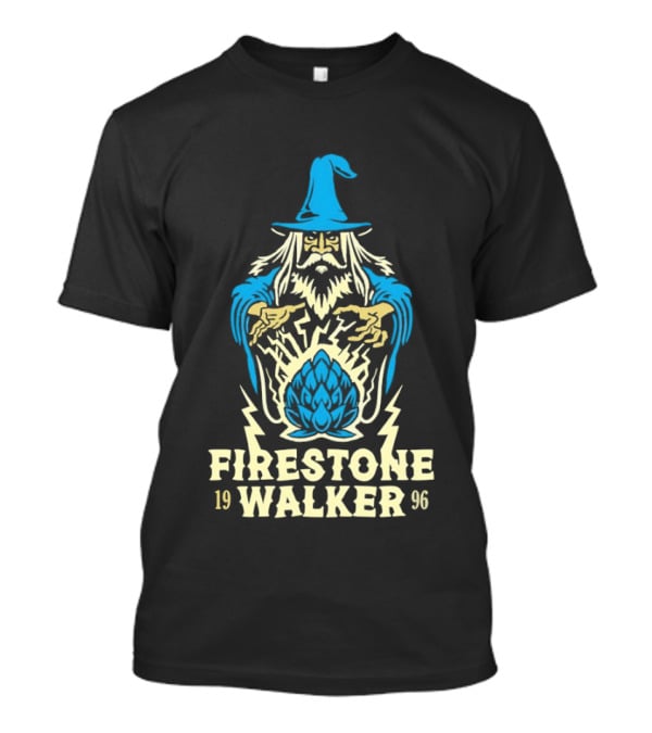 Firestone Walker 1996 Wizard Hat And Bearded Figure With Lightning Bolts T-Shirt