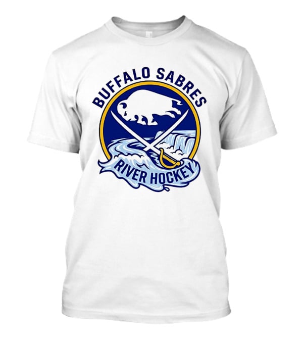 Buffalo Sabres River Hockey White Buffalo And Swords T-Shirt