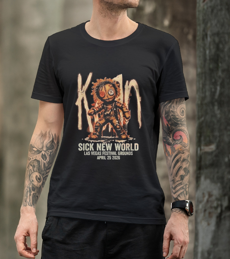 Korn Sick New World Festival 2026 Las Vegas Festival Grounds April 25 Stitch Doll T-Shirt