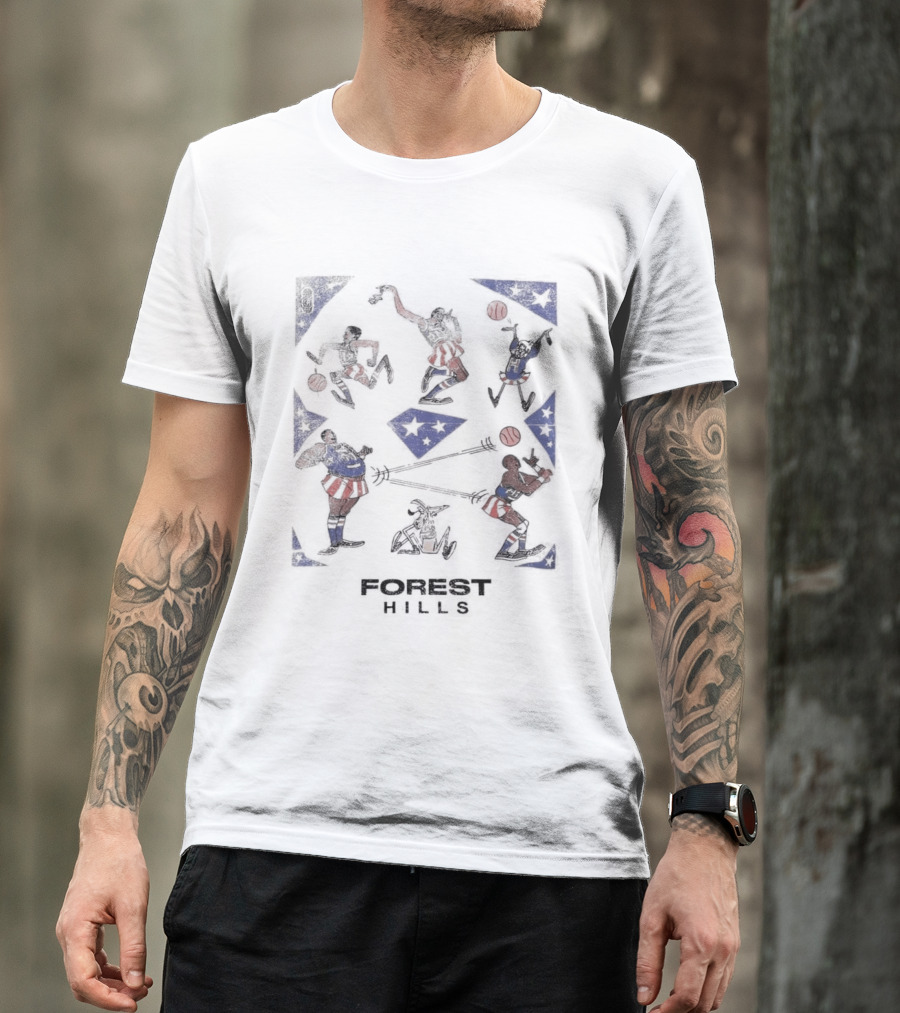 Forest Hills Basketball Cartoon Characters T-Shirt