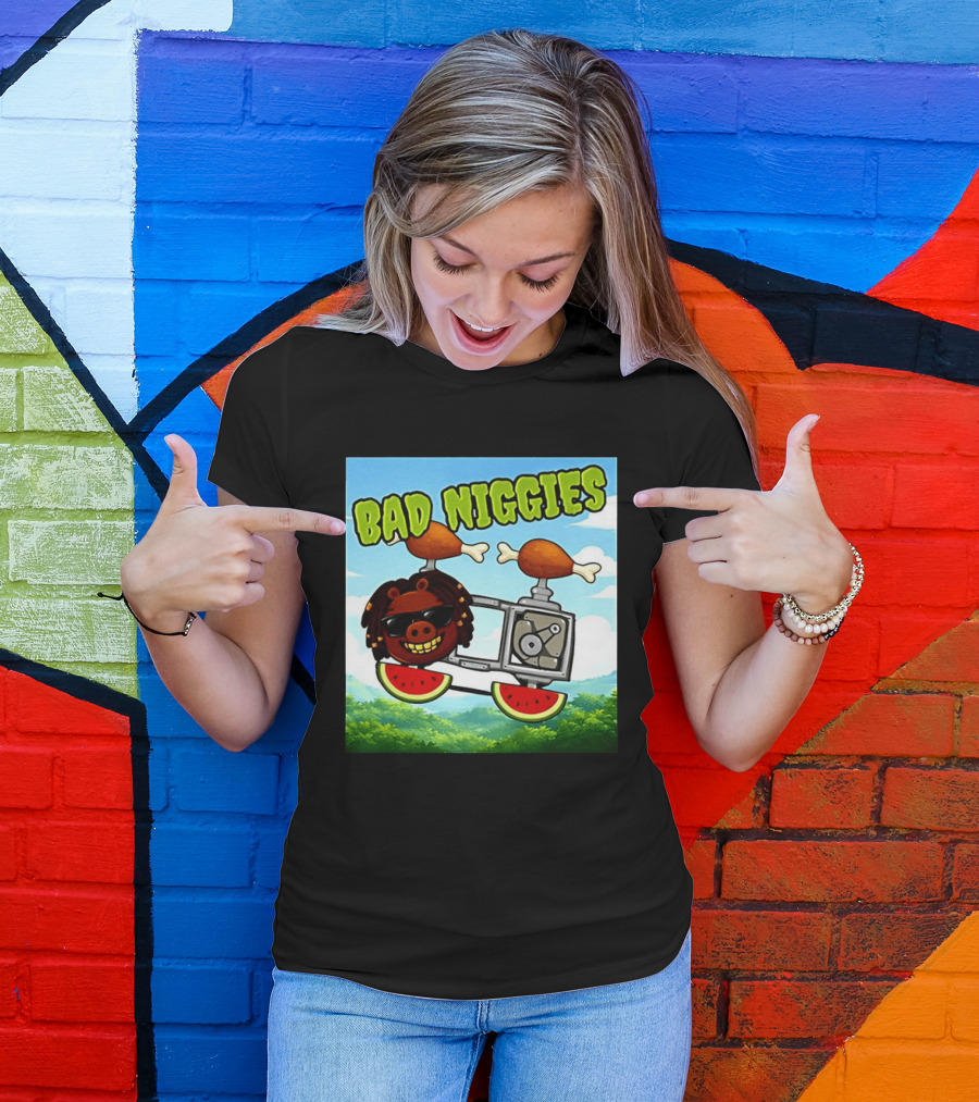Bad Niggies Angry Birds Parody Flying Pig T-Shirt